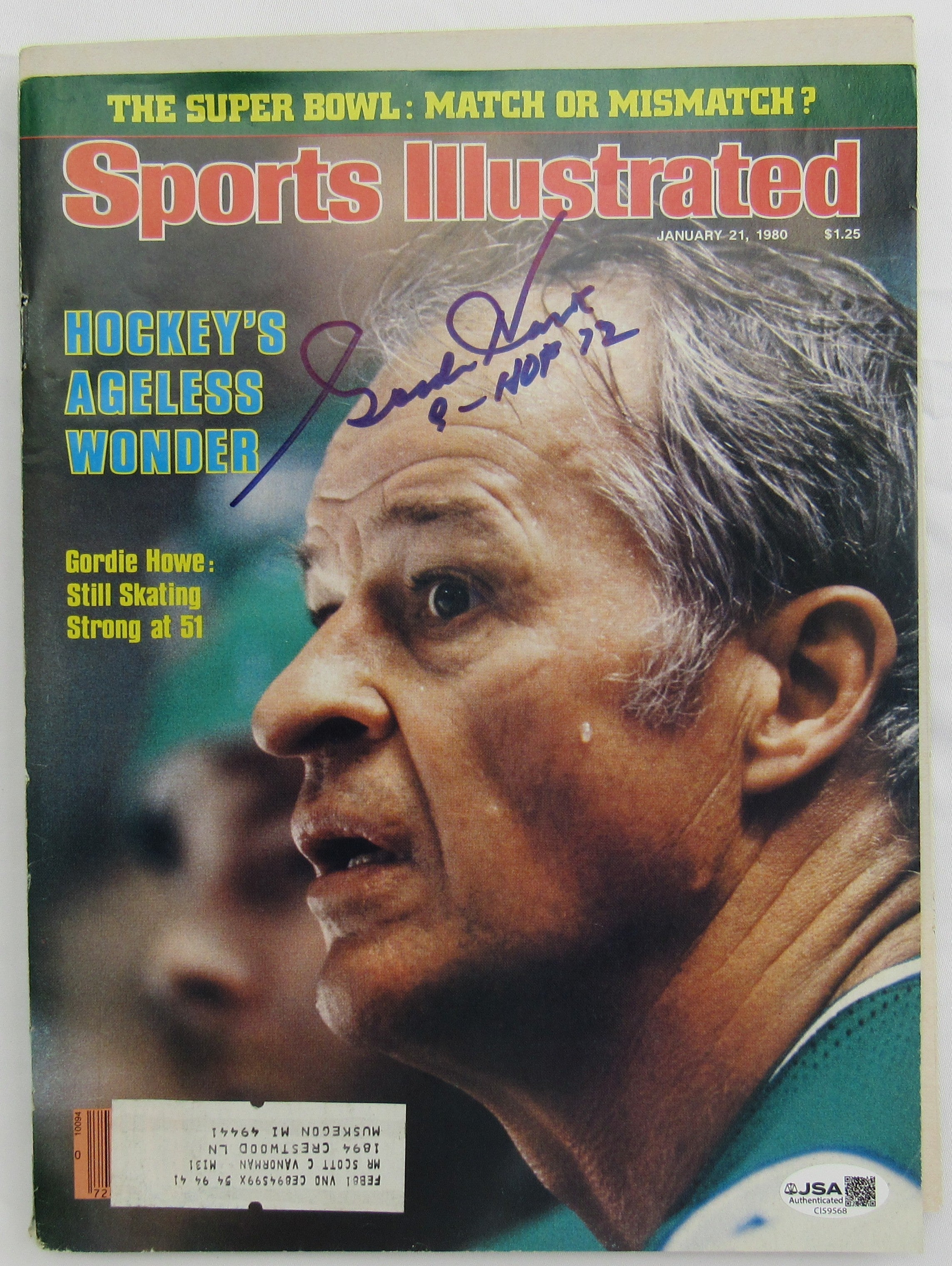 1980 Sports Illustrated Gordie Howe Signed Magazine JSA CI59568 - Image 1