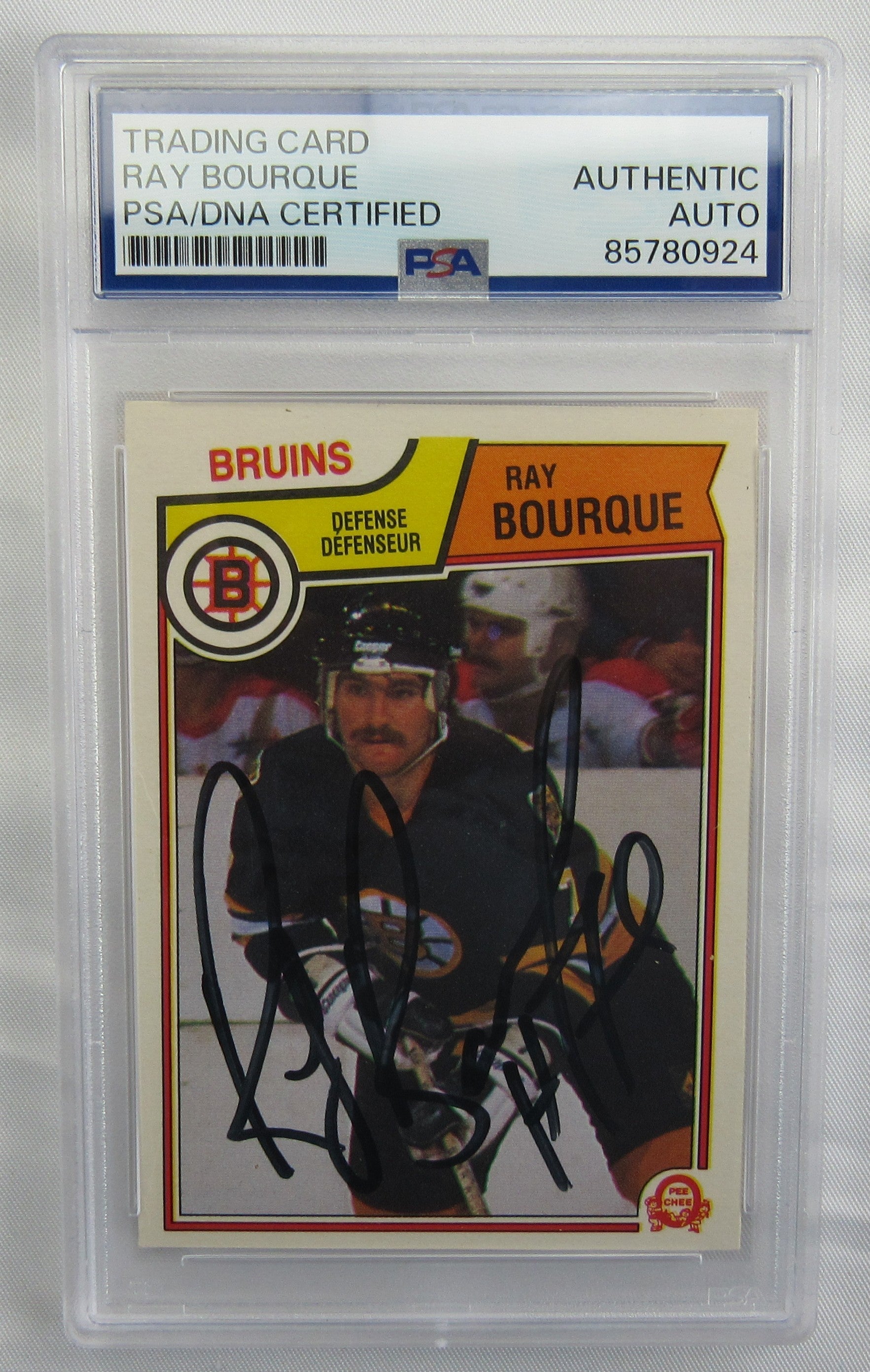 1983 O-Pee-Chee Ray Bourque Signed Auto PSA/DNA Encapsulated Hockey Card - Image 1