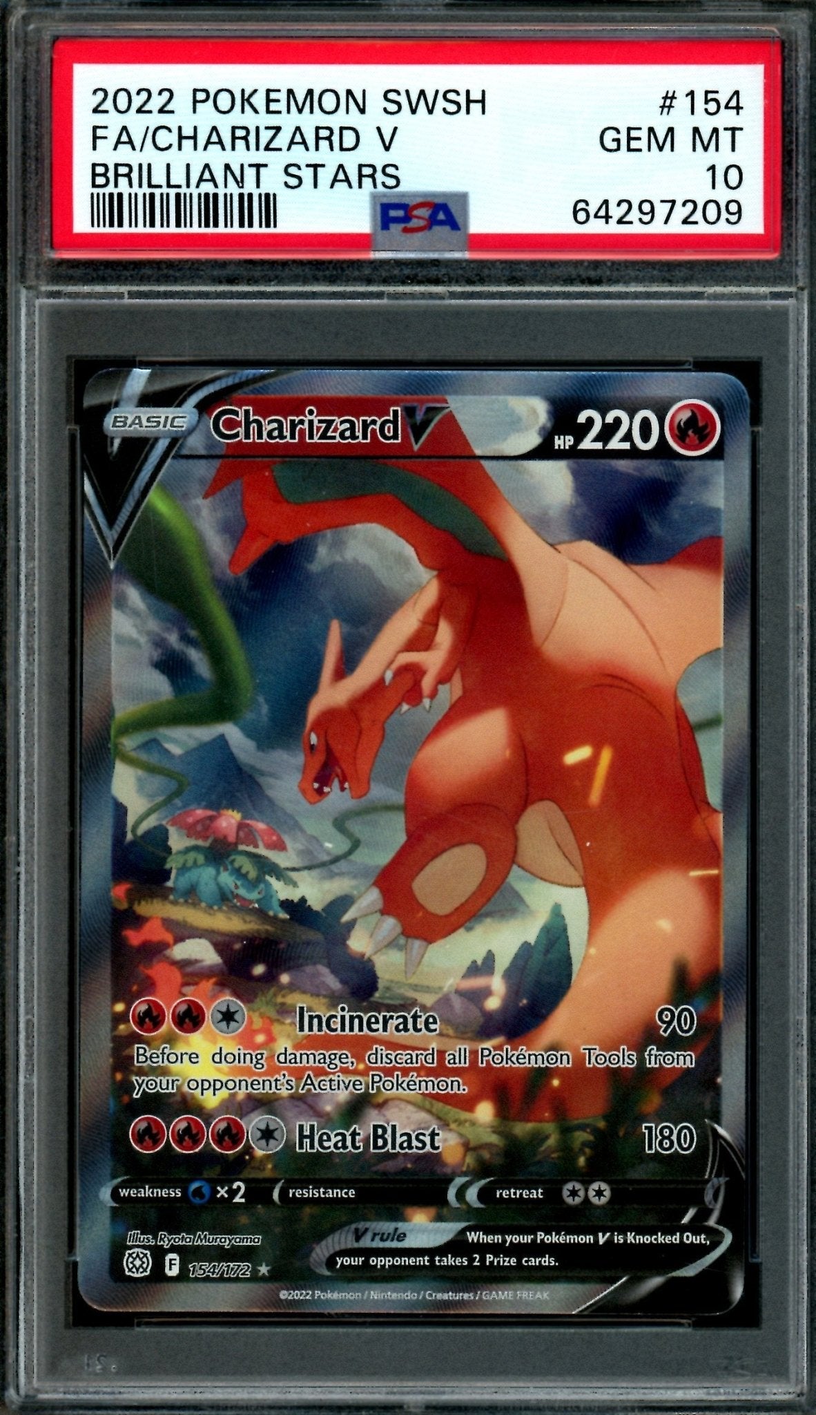 2022 Pokemon Brilliant Stars Charizard VSTAR 154/172 PSA 10 - Image 1