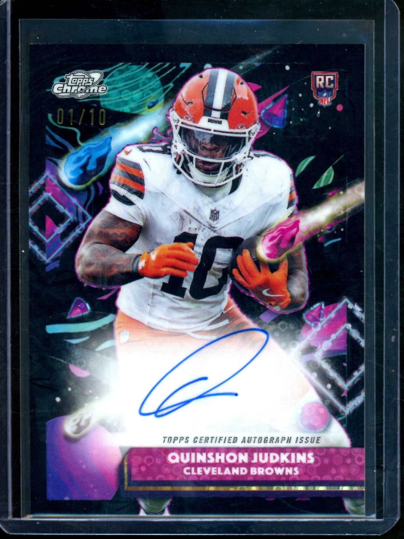 2025 Topps Cosmic Chrome Quinshon Judkins Black Refractor Rookie Autograph /10 Browns - Image 1