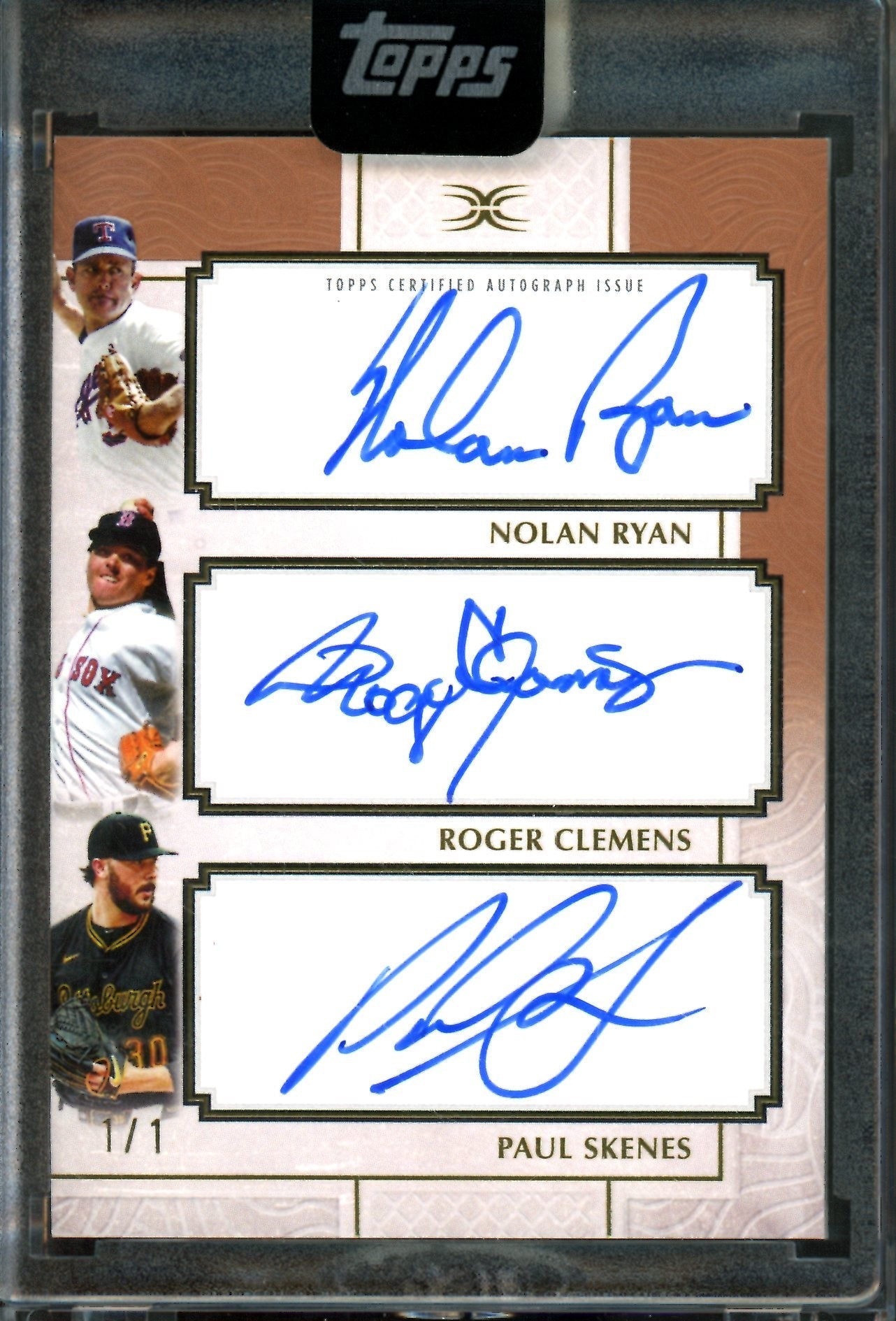 2025 Topps Definitive Nolan Ryan / Roger Clemens / Paul Skenes Autograph Collection 1/1 - Image 1