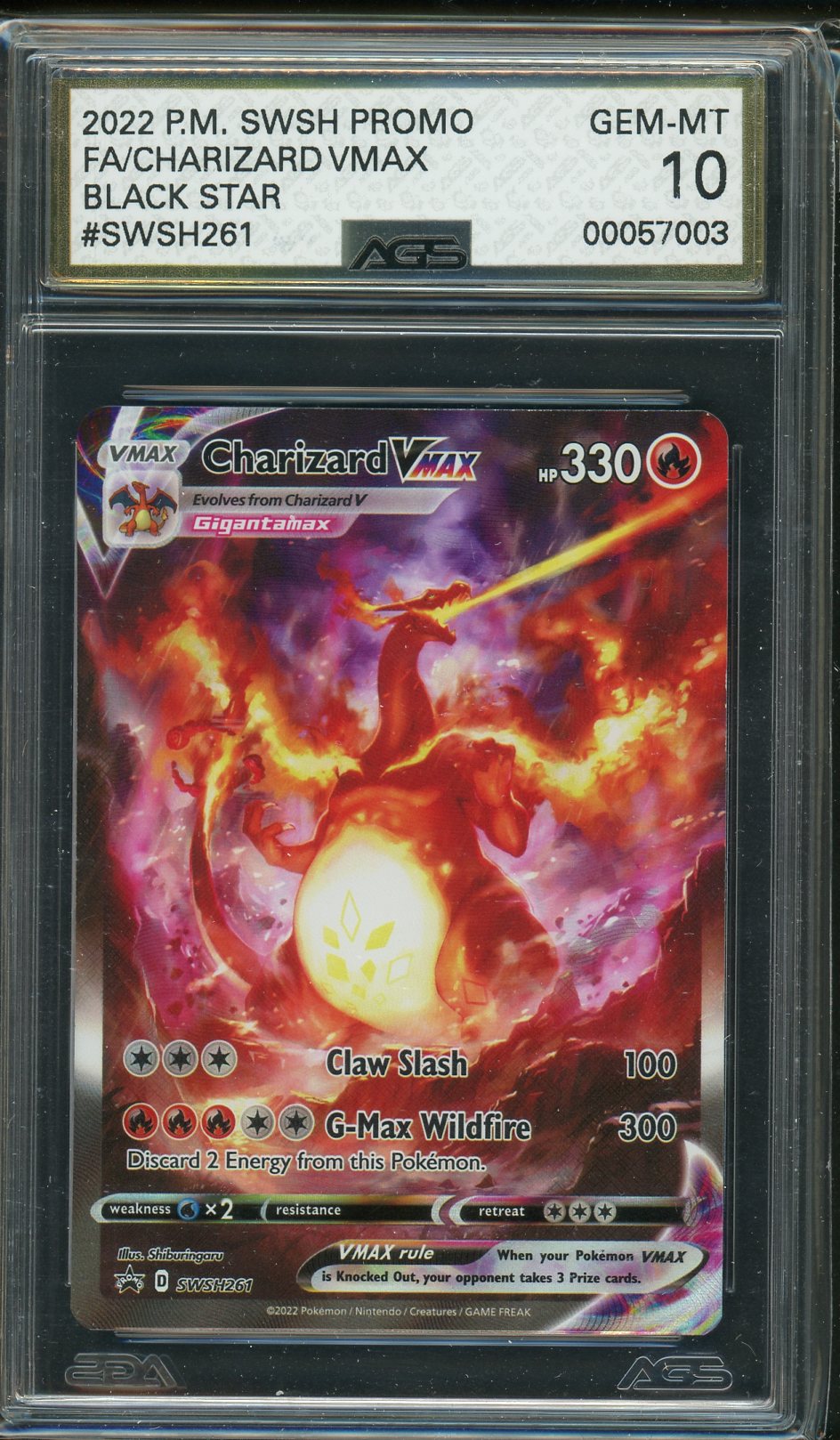 AGS (GEM-MT 10) Charizard VMAX #SWSH261 - Sword & Shield Promos (#00057003) - Image 1
