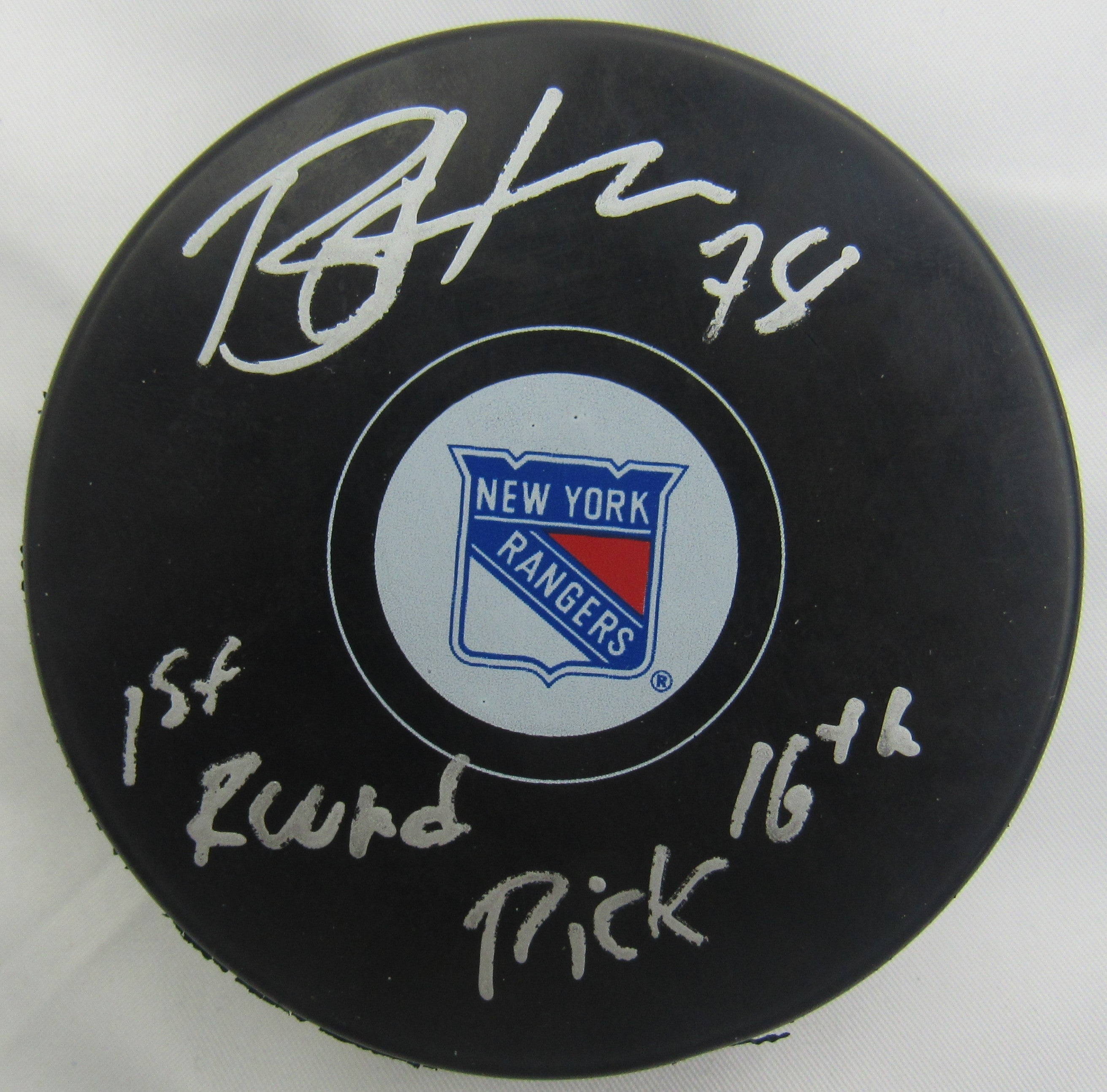 Brennan Othmann Signed Auto Rangers Puck w/ Insc JSA CF42659 - Image 1