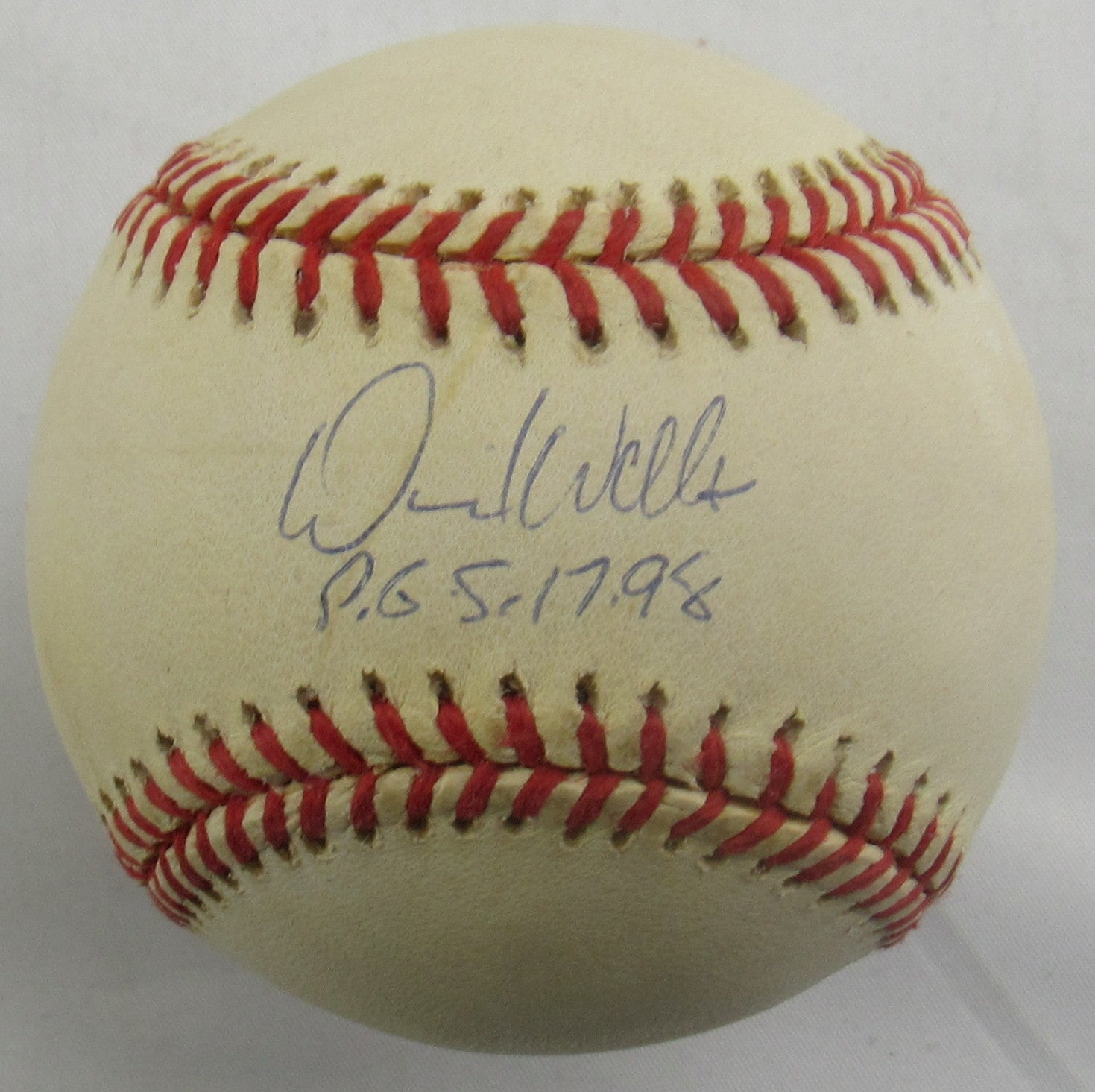 David Wells Signed Auto Rawlings Baseball JSA CN60090 w/Perfect Game Insc - Image 1