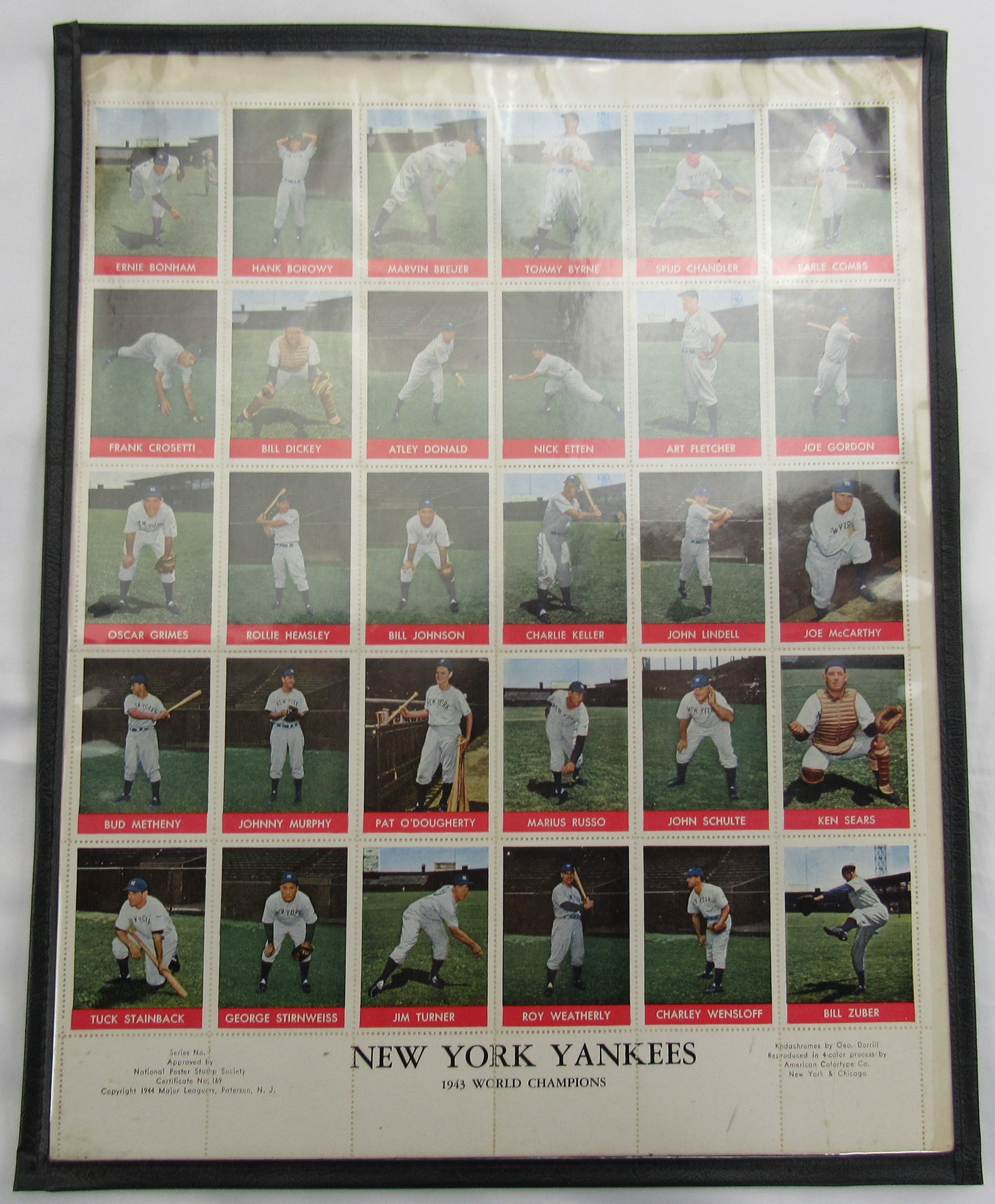 New York Yankees 1943 World Series Champions Complete set of 30 Stamps UnCut - Image 1