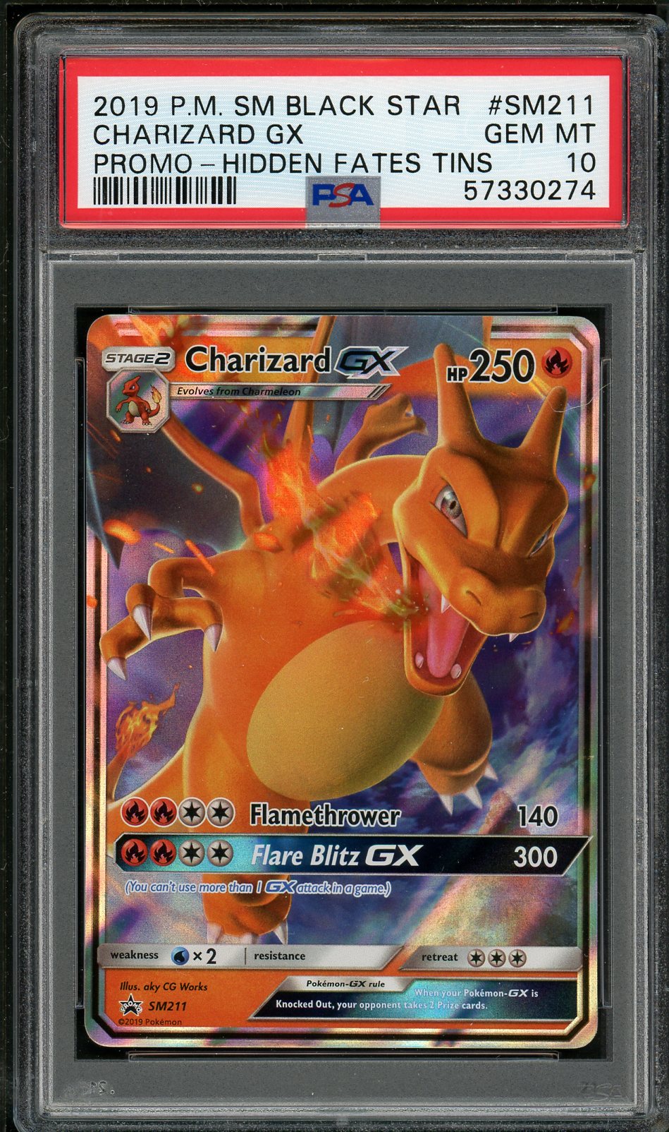PSA (Gem MT 10) Charizard Gx #Sm211 - Pokemon Sm Black Star Promo (#57330274) - Image 1