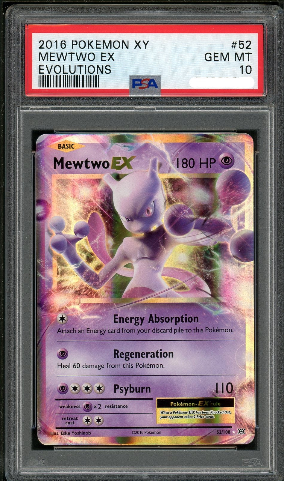 PSA (Gem MT 10) Mewtwo Ex #52 - Pokemon Xy Evolutions - Image 1