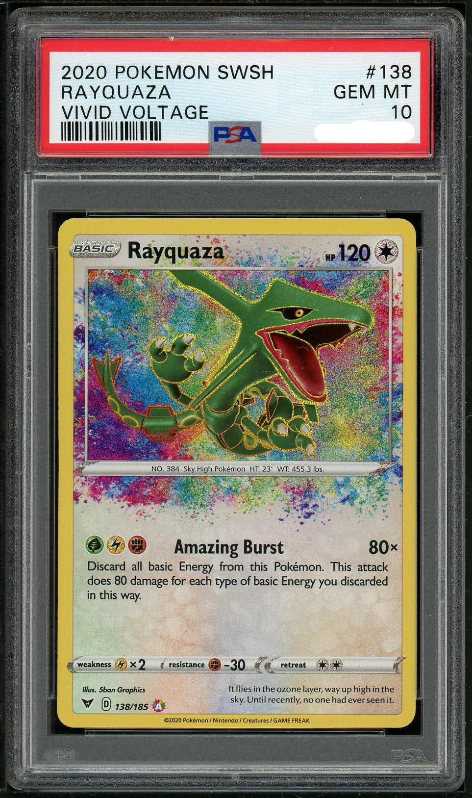 PSA (Gem MT 10) Rayquaza #138 - Pokemon Sword & Shield Vivid Voltage - Image 1