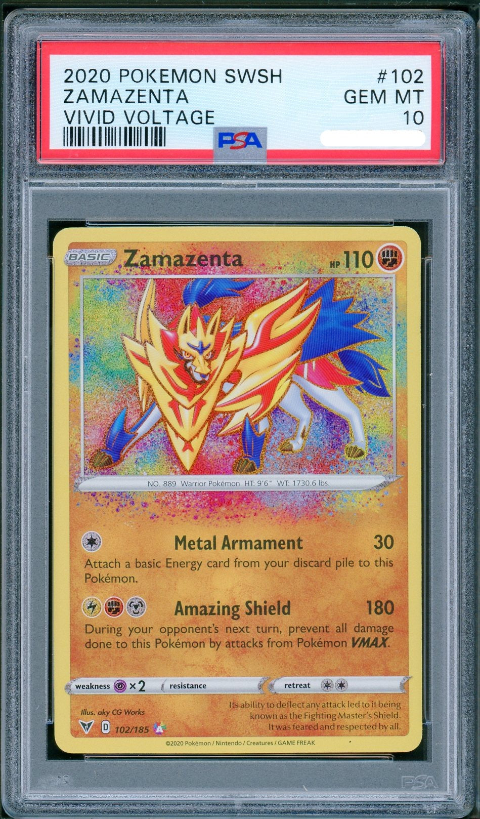 PSA (Gem MT 10) Zamazenta #102 - Pokemon Sword & Shield Vivid Voltage - Image 1