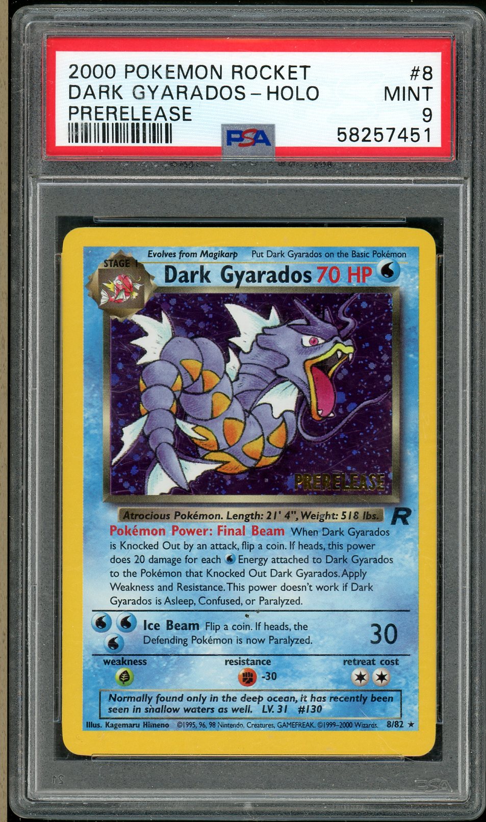 PSA (MINT 9) Dark Gyarados - Holo #8 - (PRERELEASE) Pokémon Rocket (#58257451) - Image 1