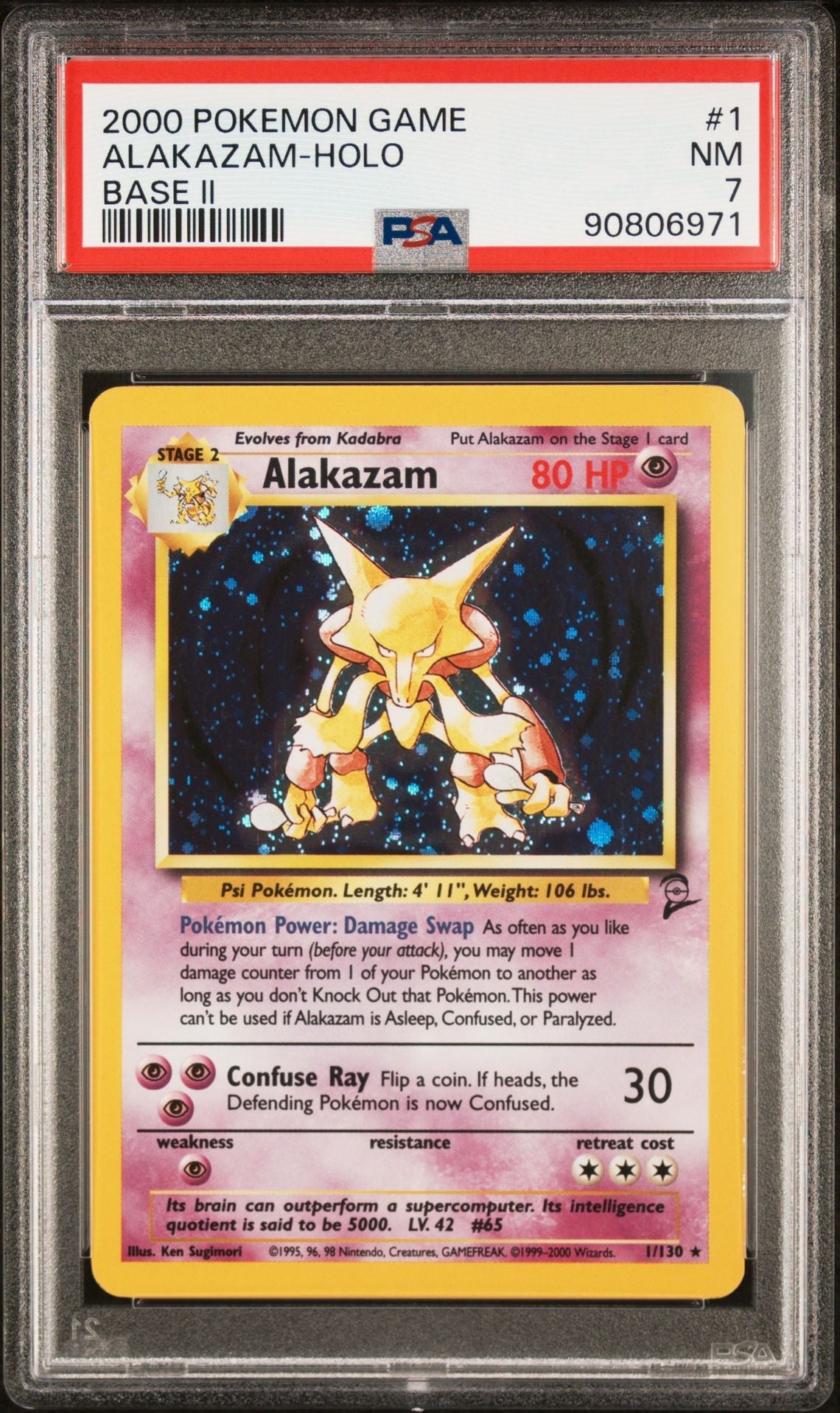 PSA (NM 7) Alakazam - Holo #1 - Pokémon Game Base 2 (#90806971) - Image 1