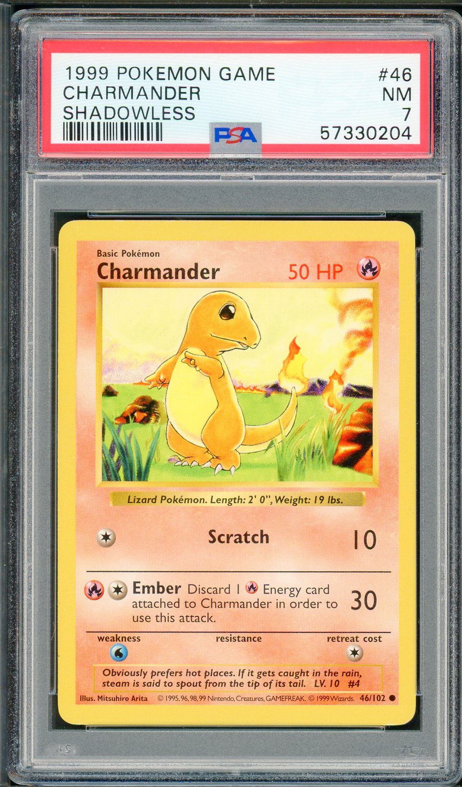 PSA (NM 7) Charmander #46 - Pokemon Game (Shadowless Base Set) (#57330204) - Image 1