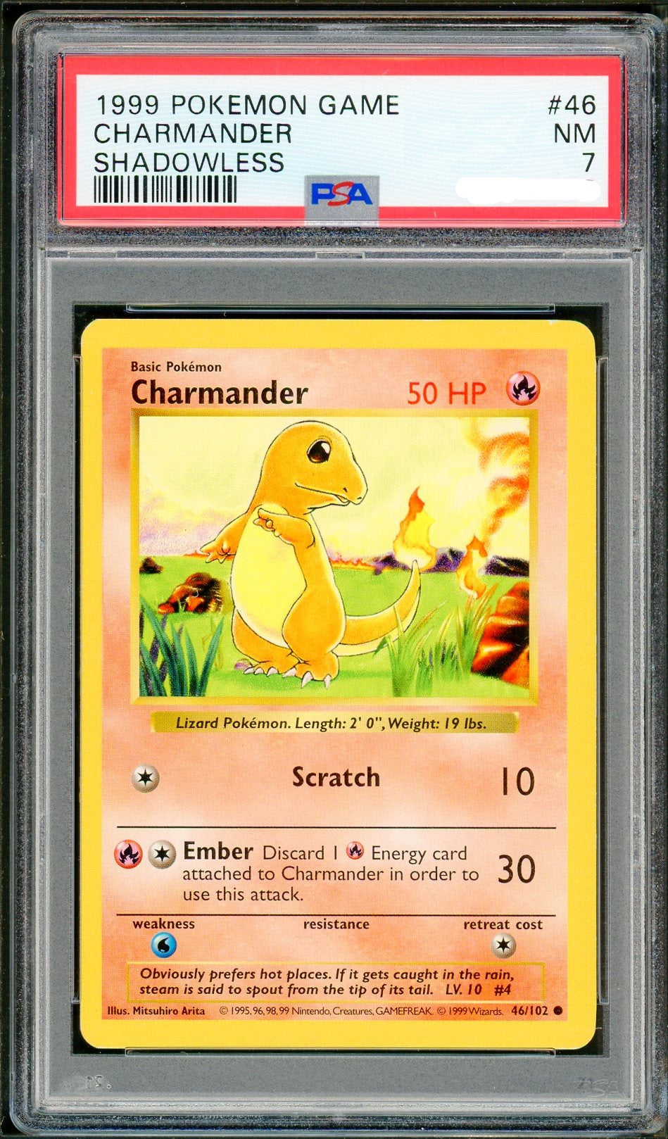 PSA (NM 7) Charmander (Shadowless) #46 - Pokemon Game - Image 1