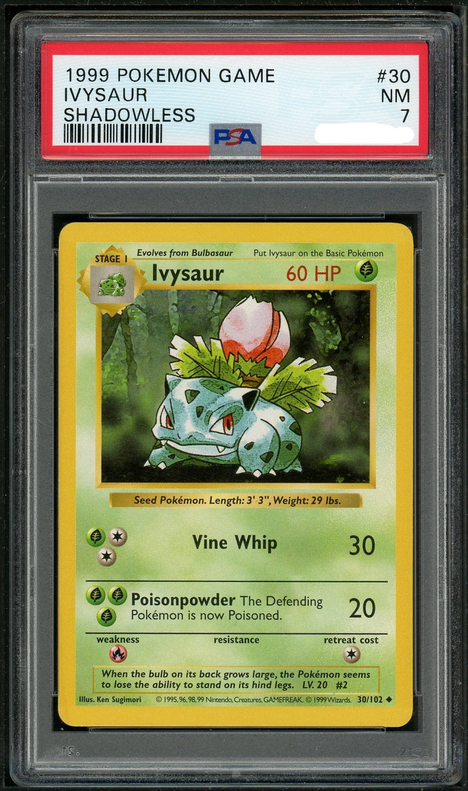 PSA (NM 7) Ivysaur (Shadowless) #30 - Pokemon Game - Image 1