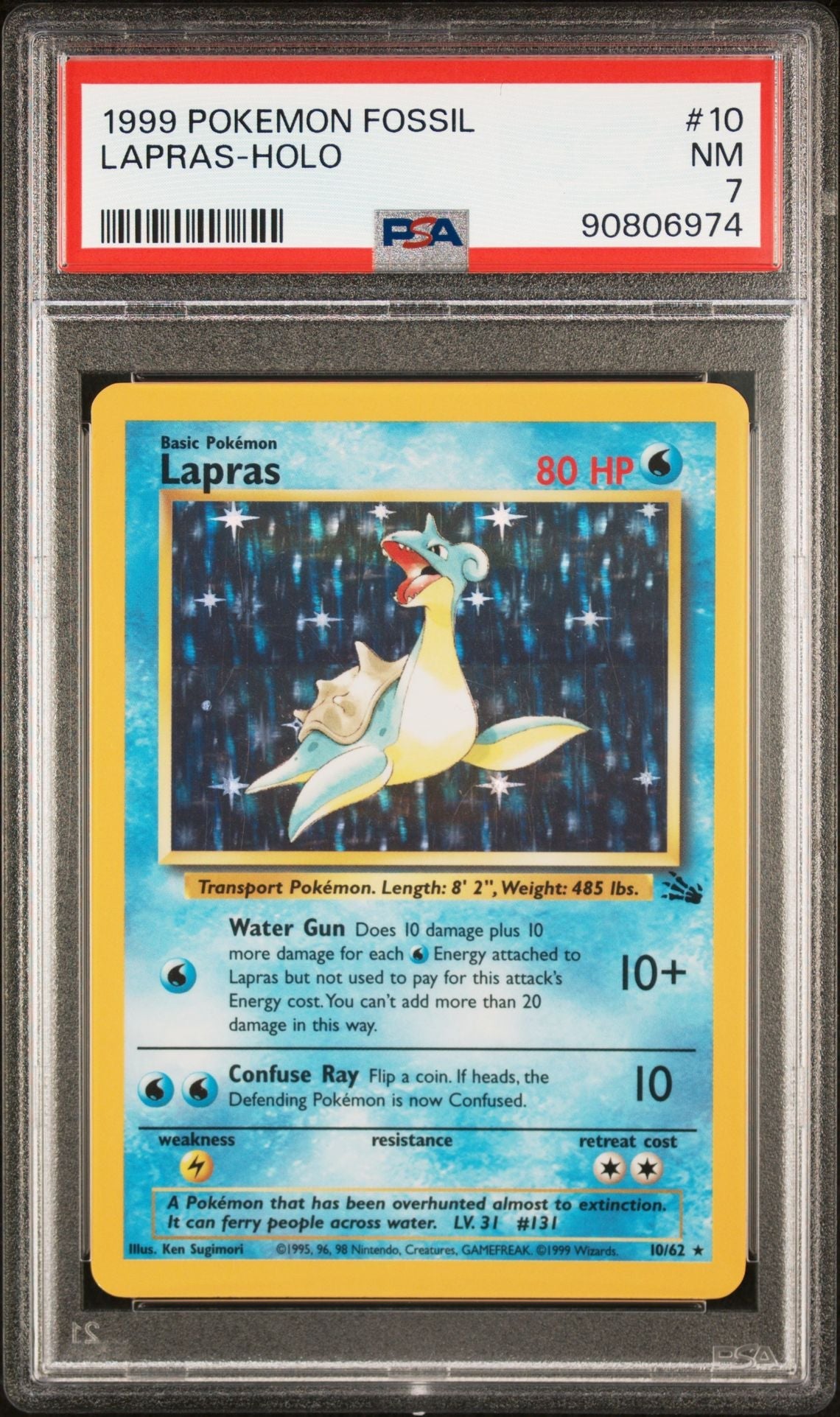 PSA (NM 7) Lapras - Holo #10 - Pokémon Fossil (#90806974) - Image 1