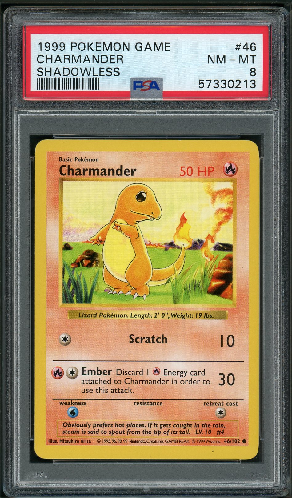 PSA (NM-MT 8) Charmander #46 - Pokemon Game (Shadowless Base Set) (#57330213) - Image 1