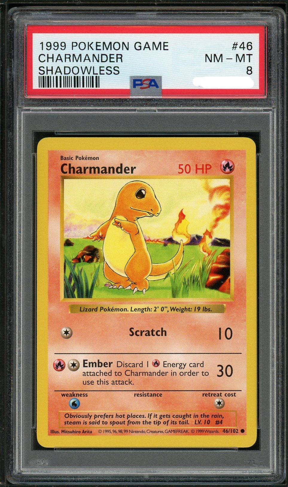 PSA (NM-MT 8) Charmander (Shadowless) #46 - Pokemon Game - Image 1