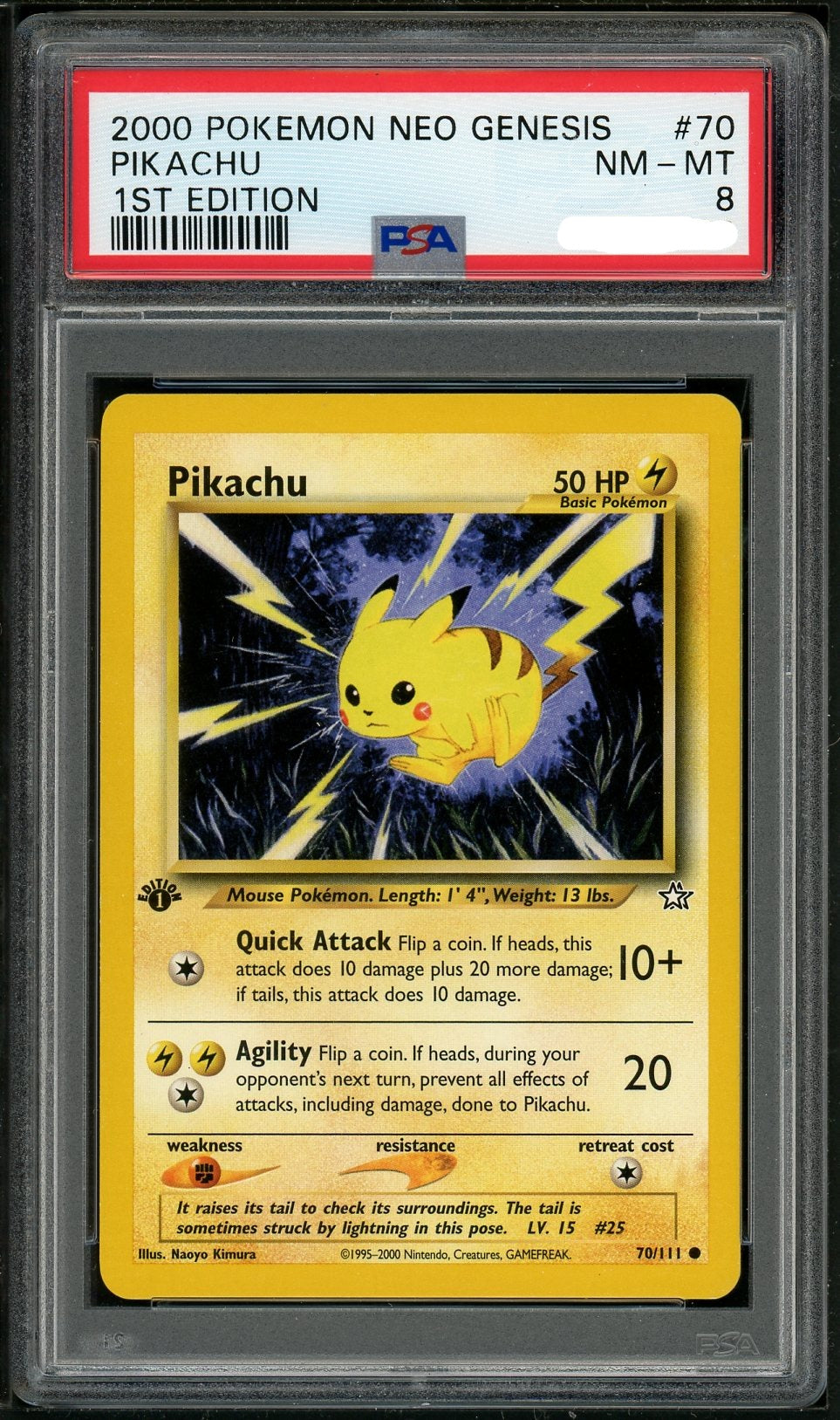 PSA (NM-MT 8) Pikachu #70 - Pokemon Neo Genesis 1st Edition - Image 1