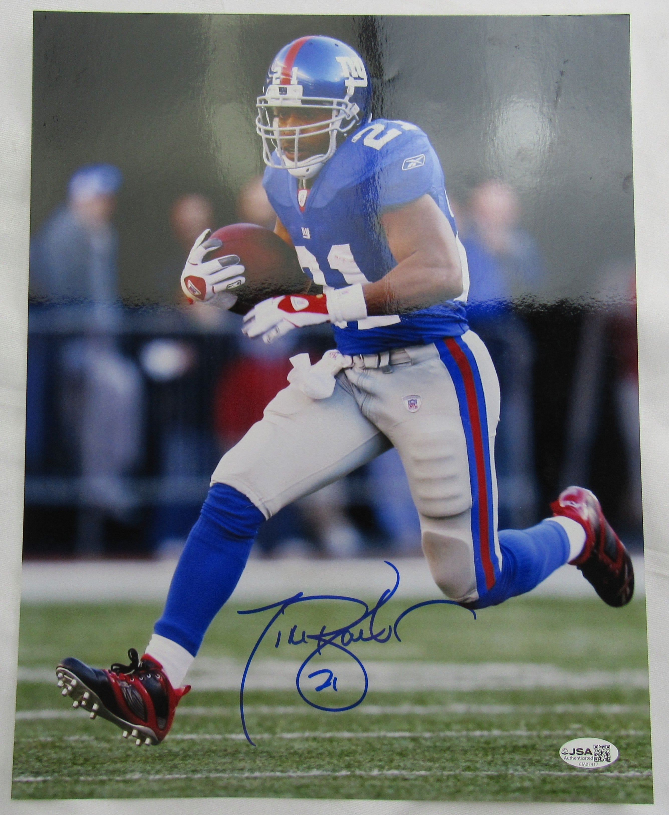 Tiki Barber Signed Auto 11x14 Photo JSA CM07417 - Image 1